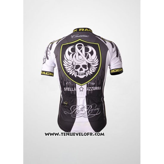 2010 Maillot Ciclismo Rock Racing Argent et Blanc Manches Courtes et Cuissard